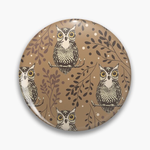 Item preview, Brown Owl Illustrated Woodland Pattern designed and sold by tanyadraws.