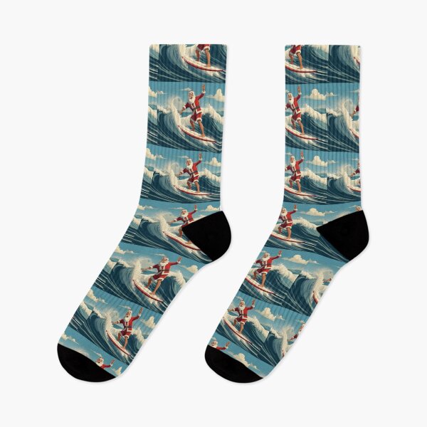 Item preview, Santa on a Surfboard designed and sold by blue-planet-art.