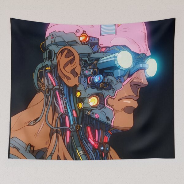 Item preview, Cyberpunk Cyborg Man with Headlights for Eyes designed and sold by TokyoTales.