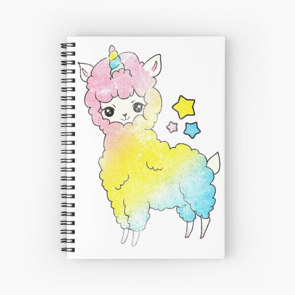Cuaderno de espiral «camisa de llama unicornio, camiseta para mujer,  unicornio, llama, unicornio en colores pastel, vintage, llama pastel,  amante del unicornio, amante de la llama, unicornio kawaii, llama kawaii» de  theglaze |