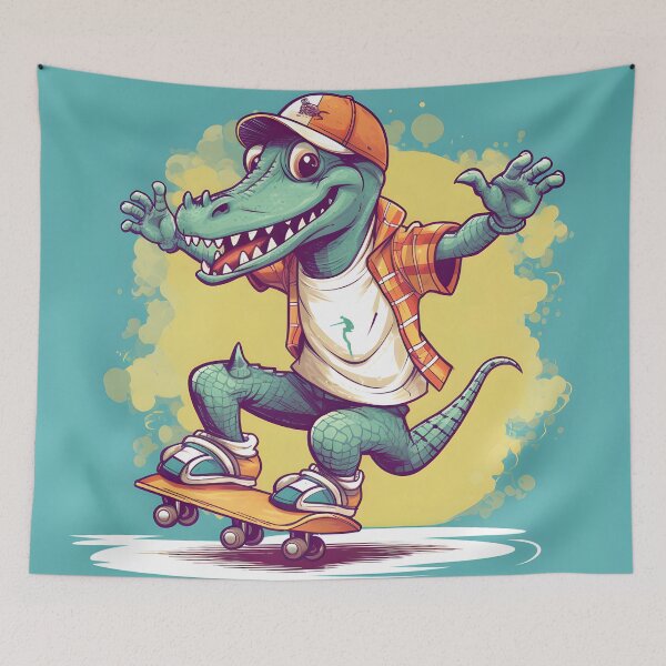 Item preview, Crocodile with Skateboard designed and sold by Artistryyyy.