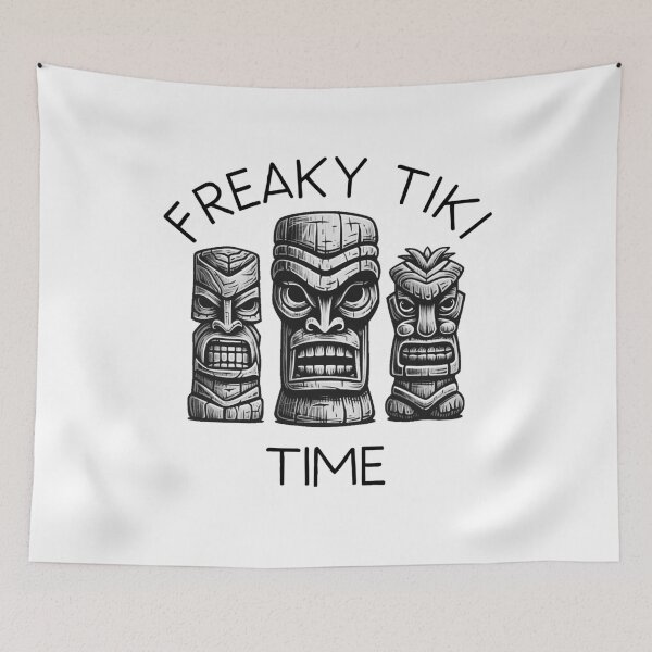 Item preview, Three Tiki Statues - Freaky Tiki Time (Black Lettering) designed and sold by VelvetRoom.