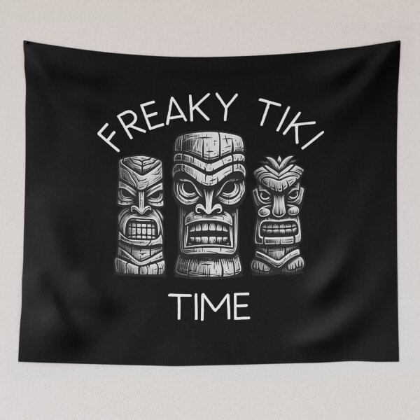 Item preview, Three Tiki Statues - Freaky Tiki Time (White Lettering) designed and sold by VelvetRoom.