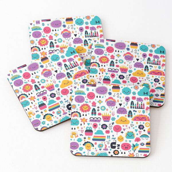 Item preview, Craft a colorful and playful design with cheerful icons like smiley faces, peace signs, and rainbows, radiating designed and sold by warayut.