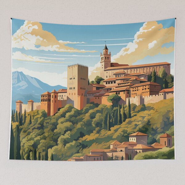 Item preview, A Vintage Travel Illustration of Granada - Spain  designed and sold by GoodOldVintage.