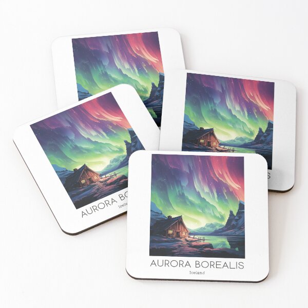 Item preview, A Vintage Travel Illustration of the Aurora Borealis - Iceland  designed and sold by GoodOldVintage.