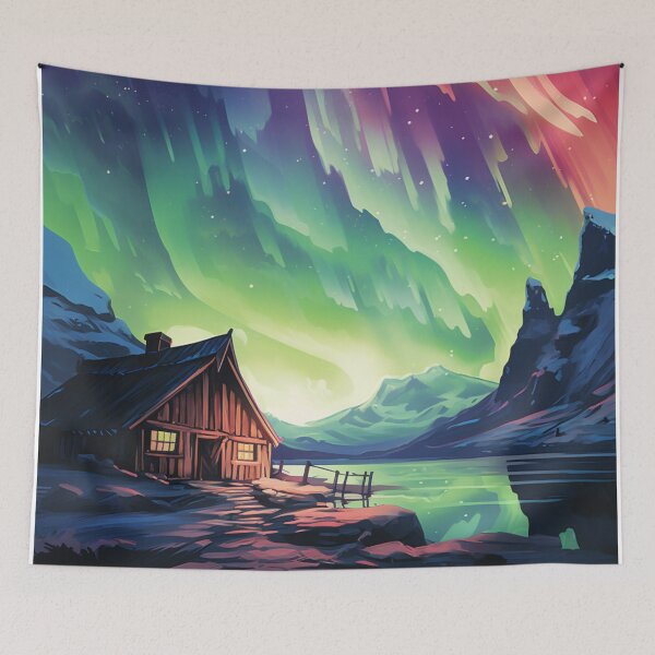 Artikelvorschau, Eine Vintage-Reiseillustration der Aurora Borealis - Island entworfen und verkauft von GoodOldVintage.