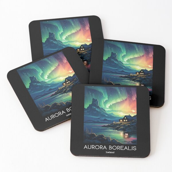 Item preview, A Vintage Travel Illustration of the Aurora Borealis - Iceland  designed and sold by GoodOldVintage.