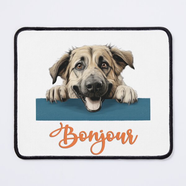 Item preview, Anatolian Shepherd dog or Kangal (Anatolian Shepherd dog), dog head drawing for teeshirt pocket, Hello in French. designed and sold by isaweb.