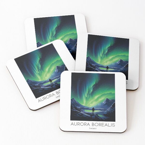Item preview, A Vintage Travel Illustration of the Aurora Borealis - Iceland  designed and sold by GoodOldVintage.