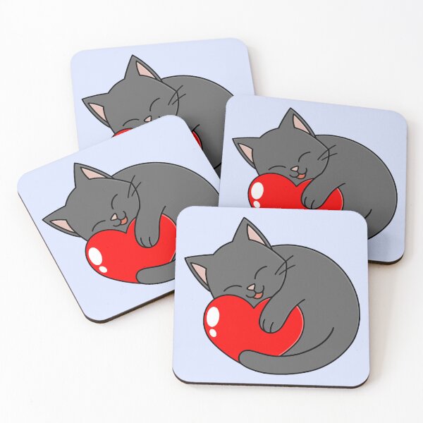 Item preview, Cute Happy Black Cat Holding a Red Heart designed and sold by AroAxel.