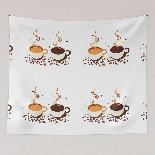 Item preview, Coffee-themed graphic with steaming coffee cups, coffee beans designed and sold by warayut.