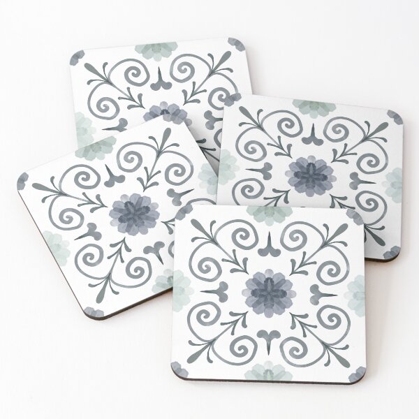 Item preview, Mediterranean Like Tile Design watercolor style Blue Tones designed and sold by OaktreeStudio.