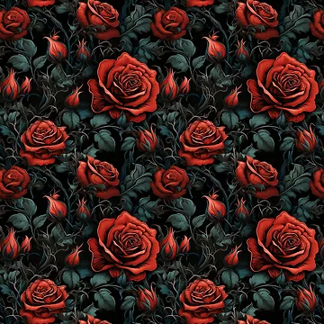 Artwork thumbnail, Embroidered Gothic Red Roses Pattern #3 by NatureSight