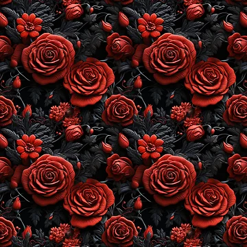 Artwork thumbnail, Embroidered Gothic Red Roses Pattern #4 by NatureSight