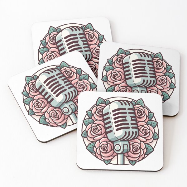 Item preview, Harmonious Blossom: Vintage Microphone Amidst Roses designed and sold by OniumEth.