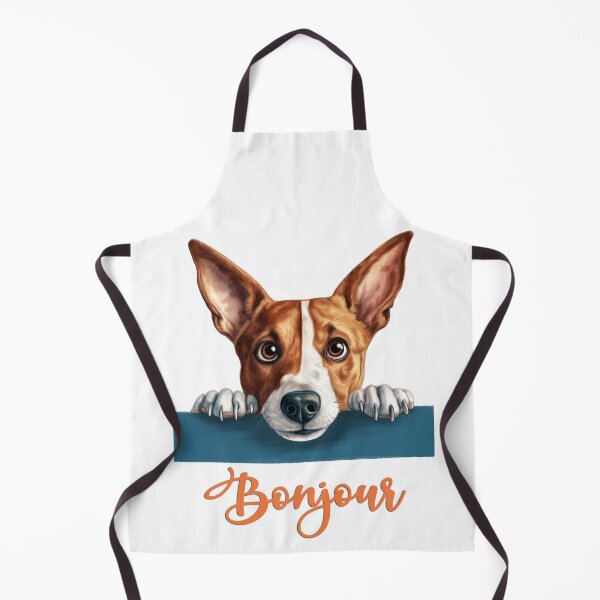 Item preview, Basenji dog or Nyam-Nyam Terrier or Congo Terrier (Basenji dog), dog head drawing for teeshirt pocket, Hello in French. designed and sold by isaweb.