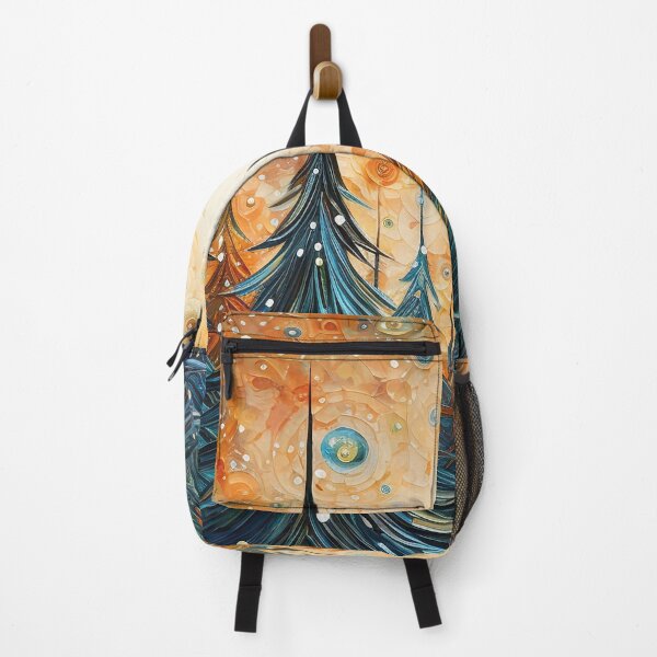 Item preview, Winter wonderland Whimsical colorful Christmas trees art designed and sold by Inktown.