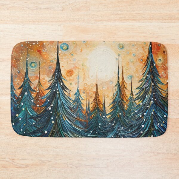 Item preview, Winter wonderland Whimsical colorful Christmas trees art  designed and sold by Inktown.