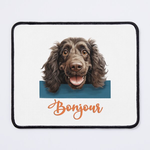 Item preview, Boykin Spaniel dog, dog head drawing for teeshirt pocket, Hello in French. designed and sold by isaweb.