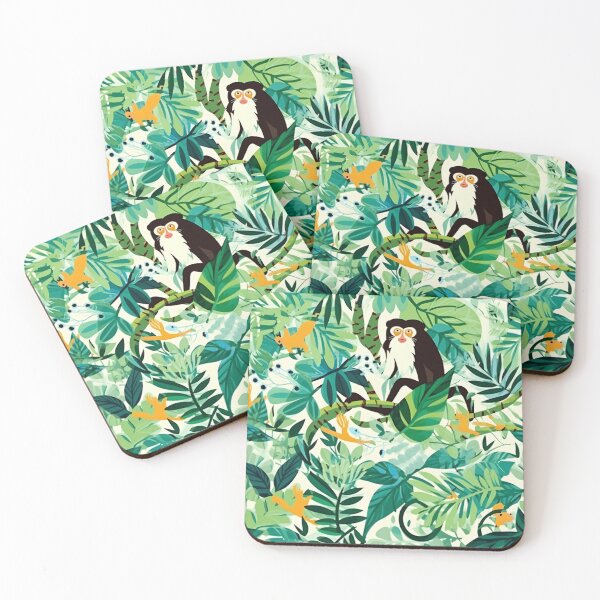 Item preview,  Curious baby monkey exploring the lush rainforest realm designed and sold by StrawberryJolly.