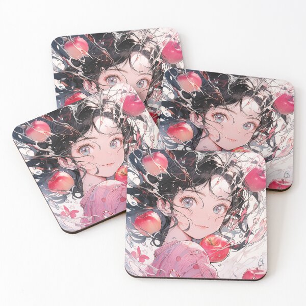 Item preview, Cute Red Apples and Water Splash Anime Girl designed and sold by bubblegoth.