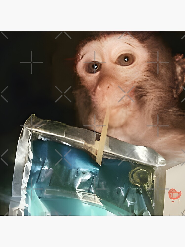 Monkey sipping caprisun meme | Photographic Print