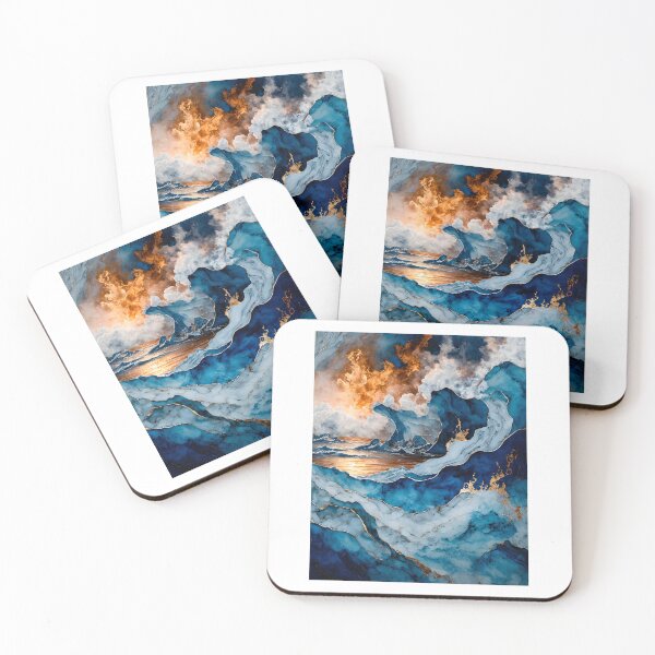 Item preview, Marble Abstract Ocean Sunset Art | Wall Art designed and sold by Merakiartshop.