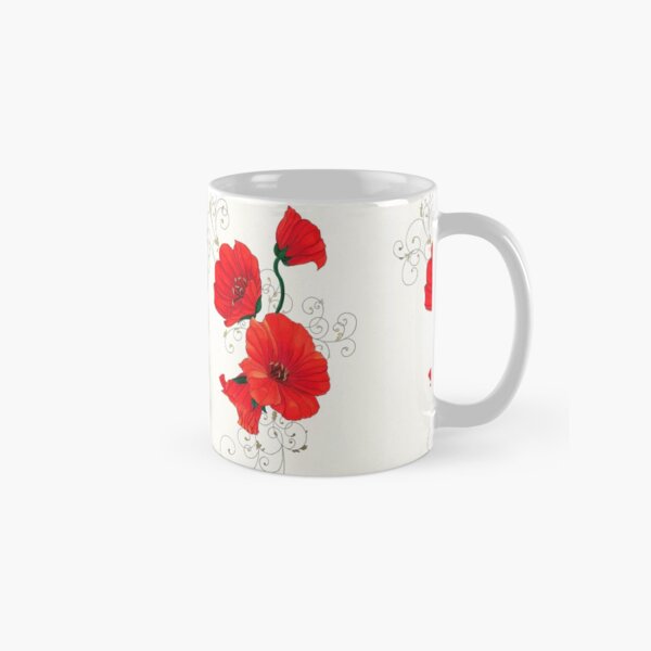 Red Wildflowers with Whirls Classic Mug