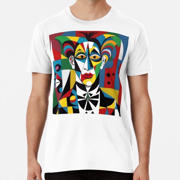 Item preview, Colorful Cubist Jester in Abstract Shapes designed and sold by artmanikin.