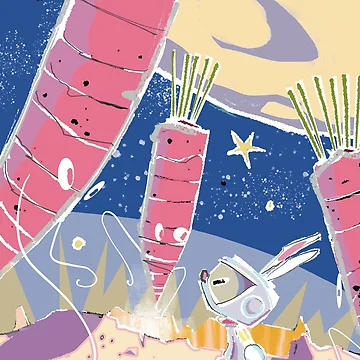 Artwork thumbnail, Astro-Rabbit - Bunny Space Explorer Discovers Carrots by Rickybrook