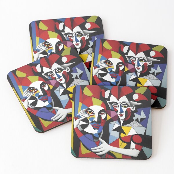 Item preview, Abstract and Surreal Cubist Jesters' Love  designed and sold by artmanikin.