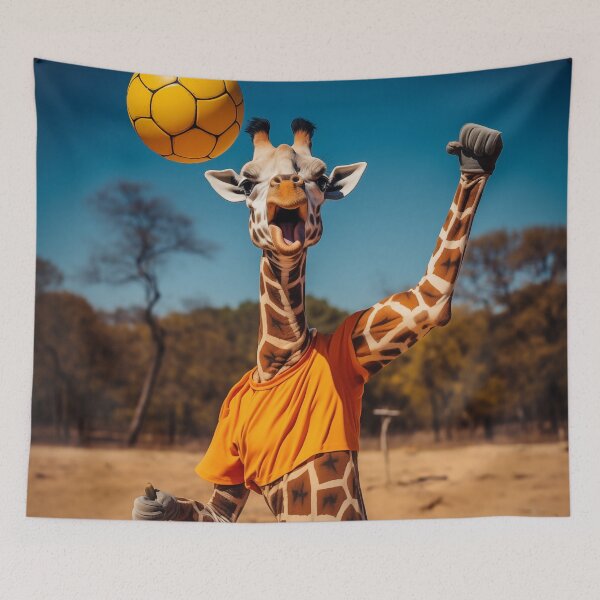 Item preview, Varsity Giraffe Playing Beach Volleyball  designed and sold by Matt's Artificial Nature.