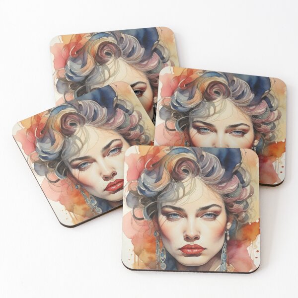 Item preview, hype maximalist, watercolor of beautiful face, Pouting designed and sold by cepharts.