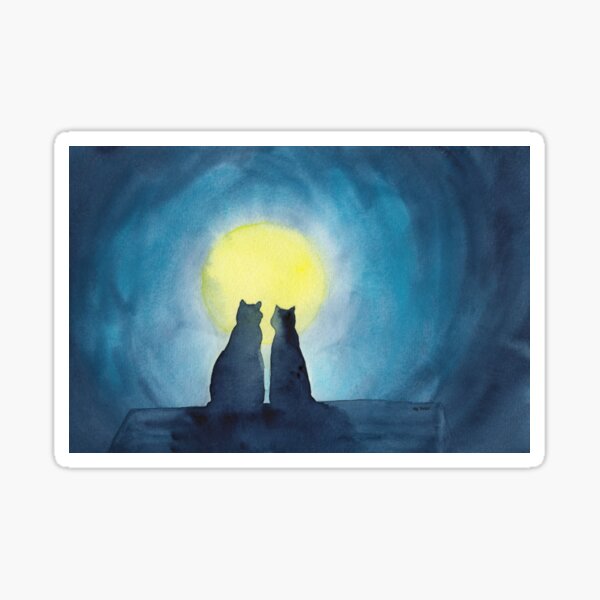 Item preview, Two cats and a full moon designed and sold by KarenKaspar.