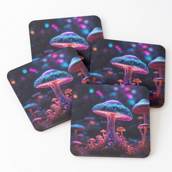 Item preview, Cyber Magic Mushroom in Neon Wonderland IV, designed and sold by luminamatrixart.