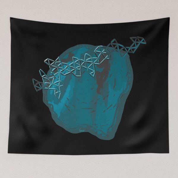 Item preview, Abstract Planet and satellite (blue/black background) designed and sold by MentaLee.