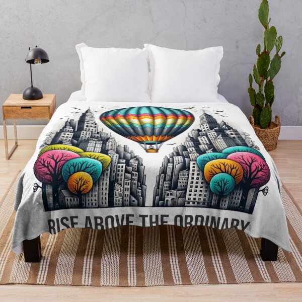 Item preview, Rise Above the Ordinary | Vintage Balloon & Whimsical Cityscape Illustration designed and sold by FairX.