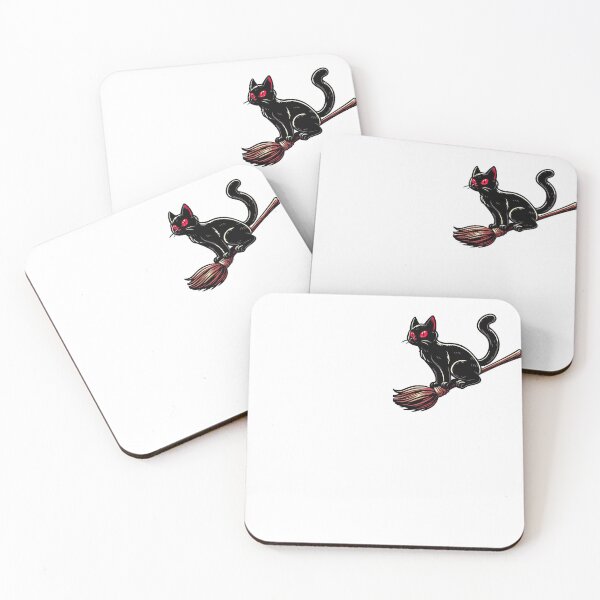 Item preview, A black cat flies over a witch's broom. designed and sold by designerbble.