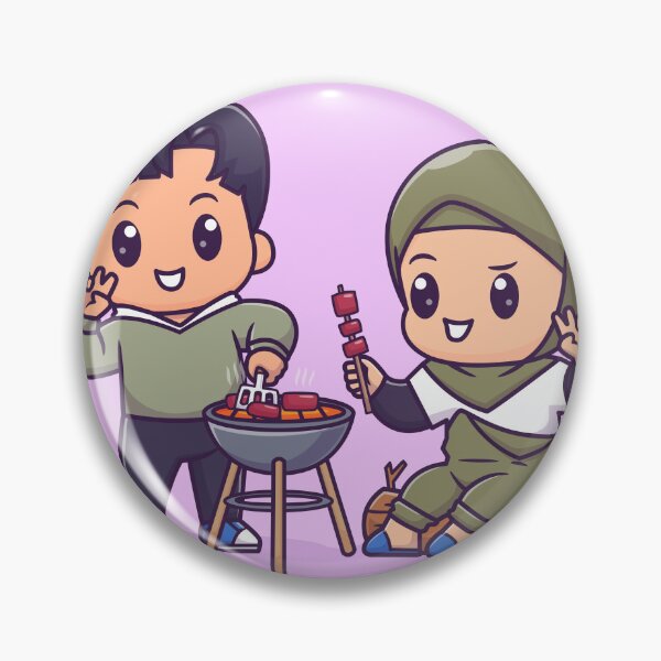 Item preview, Cute Couple in Hijab Cooking Beef BBQ Together designed and sold by hjian8219.