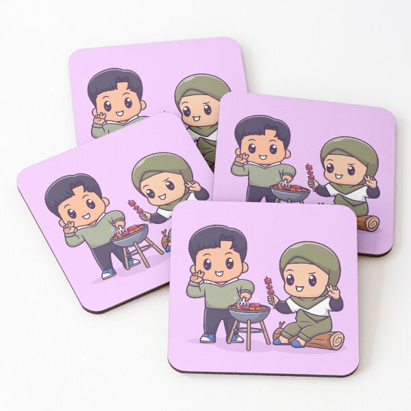 Item preview, Cute Couple in Hijab Cooking Beef BBQ Together designed and sold by hjian8219.