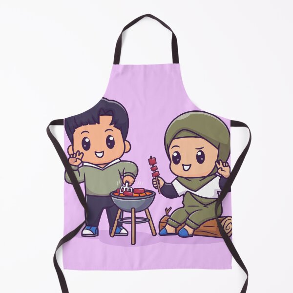 Item preview, Cute Couple in Hijab Cooking Beef BBQ Together designed and sold by hjian8219.