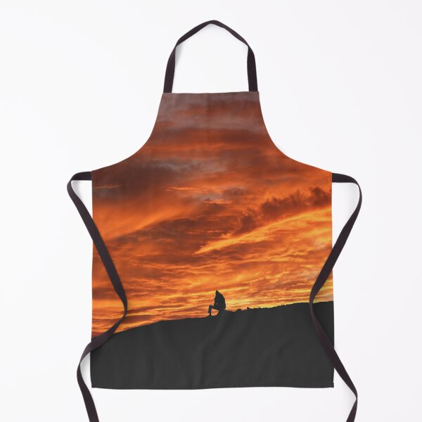 Item preview, I see fire inside the mountain / Lonely man sitting over the mountain during a beautiful sunset / A solitary figure perched atop a mountain, silhouetted by a breathtaking sunset designed and sold by Vikingstorm.