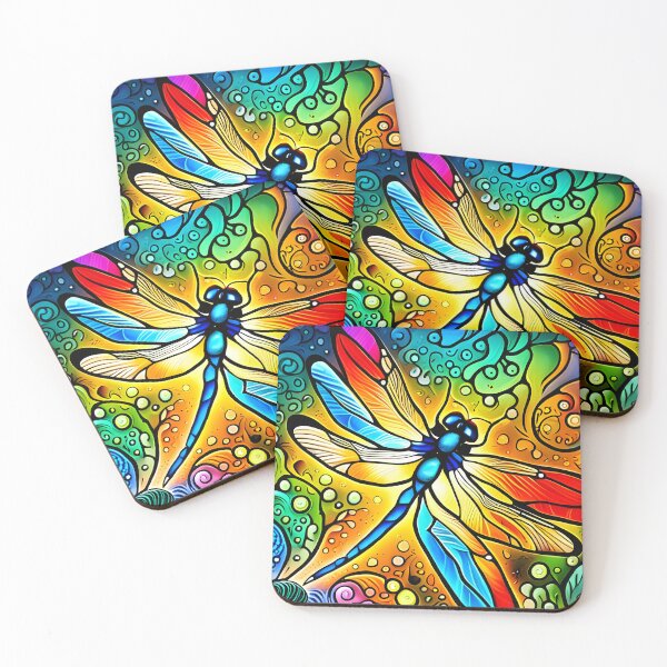 Item preview, Dragonfly Stained Glass Cartoon designed and sold by druidwolfart.