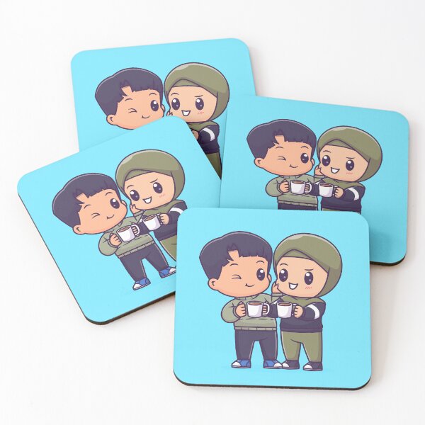 Item preview, Cute Couple in Hijab Drinking Coffee Together designed and sold by hjian8219.