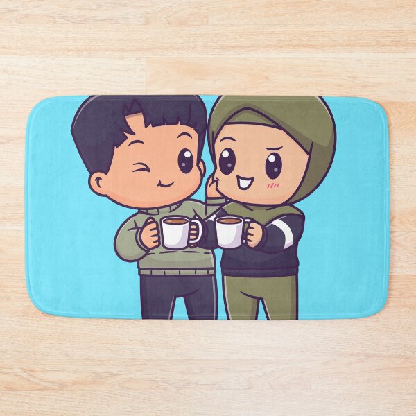 Item preview, Cute Couple in Hijab Drinking Coffee Together designed and sold by hjian8219.