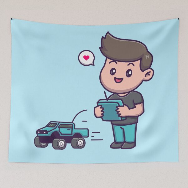 Item preview, Cute Boy with Remote Control Toy Car designed and sold by hjian8219.