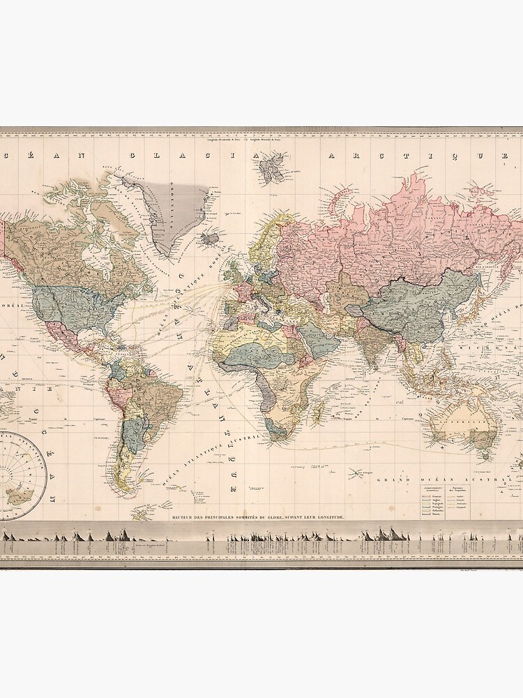 Vintage Map of The World (1852) by BravuraMedia