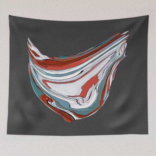 Item preview, Abstract lagoon (red & blue / gray background) designed and sold by MentaLee.