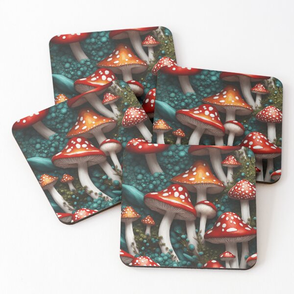 Item preview, Red toadstools with white dots - realistic graphics depicting mushrooms in the forest. designed and sold by My-fake-places.